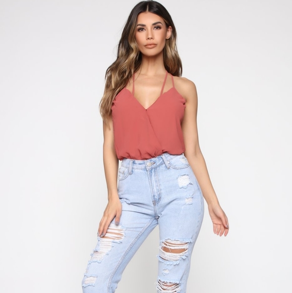 Fashion Nova I'll Take It From Here Cutout Bodysuit Rust Orange - Picture 3 of 9